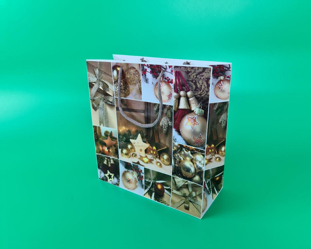 Пакети паперові подарункові, новорічні Квадрат 23*24*10- 10 (12 шт.) Харків - фото 1