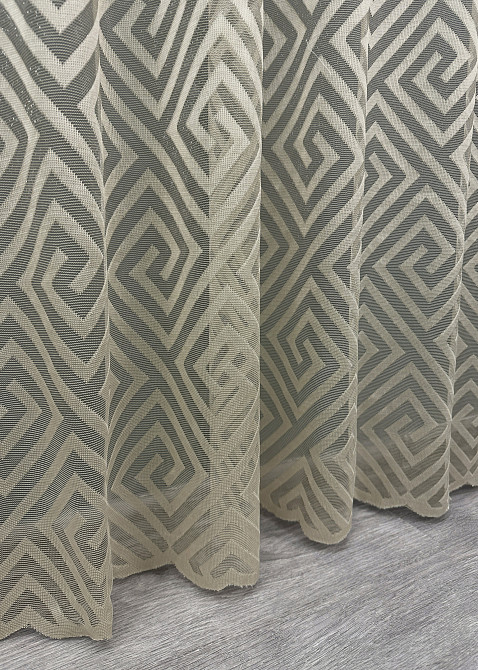 Тюль жакард, колекція "Ромб Меандр" колір бежевий 1557т Київ - фото 6