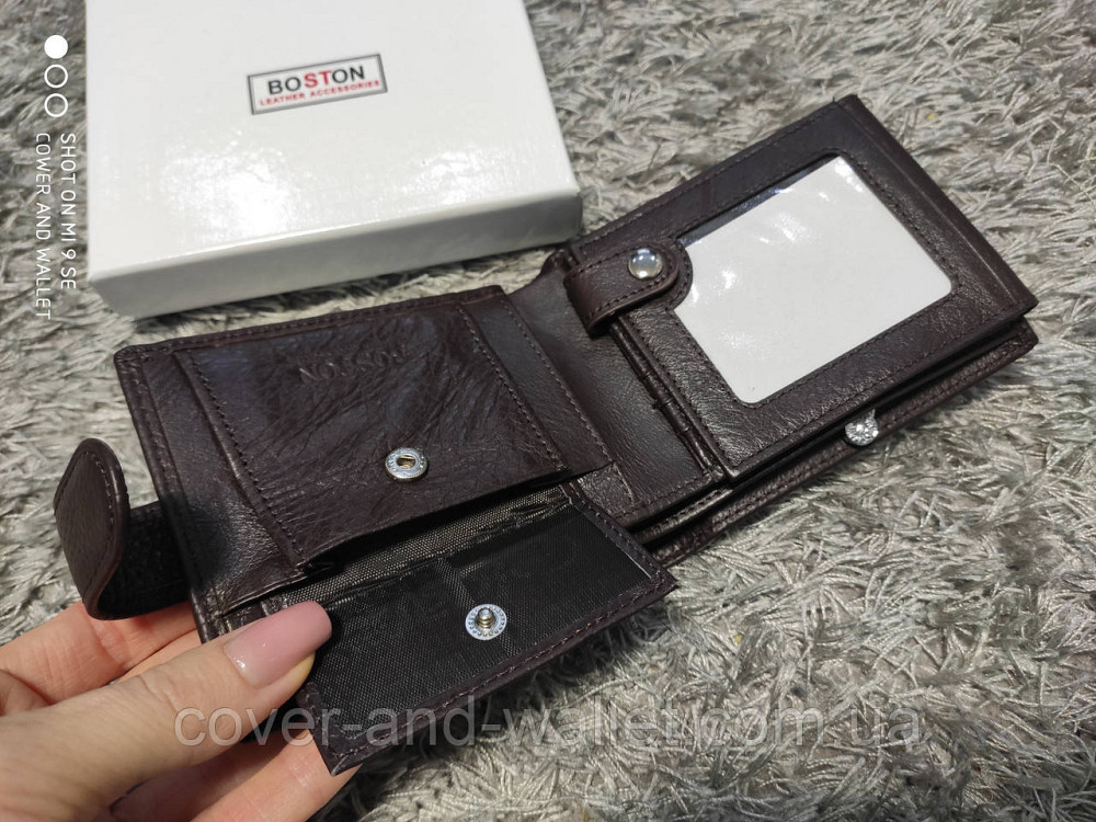 Кожаный мужской кошелек коричневого цвета с блоком для документов Boston 102 Киев - изображение 7