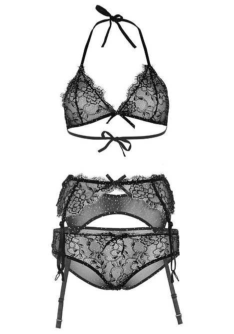 Мереживний комплект зі стразами Leg Avenue Bright Lights Rhinestone S (трусики, бра, пояс для панчіх Sex Aura Київ - фото 5