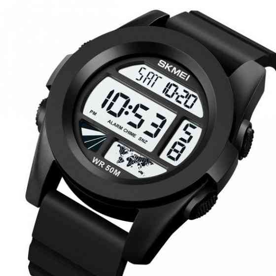 Тактические водостойкие кварцевые часы Skmei World black Винница