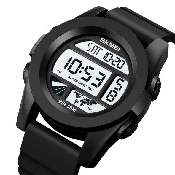 Тактические водостойкие кварцевые часы Skmei World black Винница - изображение 1