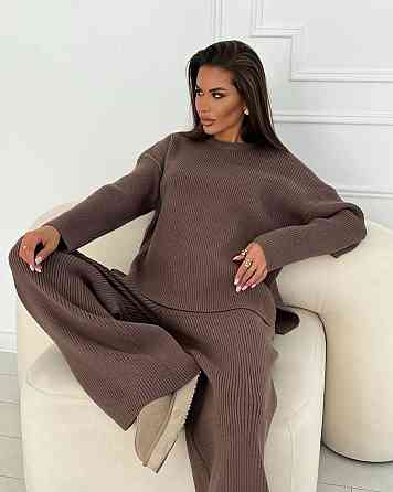 Женский теплый базовый костюм двойка ангора рубчик Шоколад Одесса