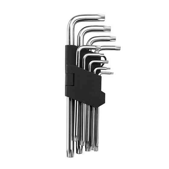 Набір ключів Г-подібних TORX подовжених, 9 шт., Т10-Т50, Cr-V INTERTOOL HT-0608 Київ