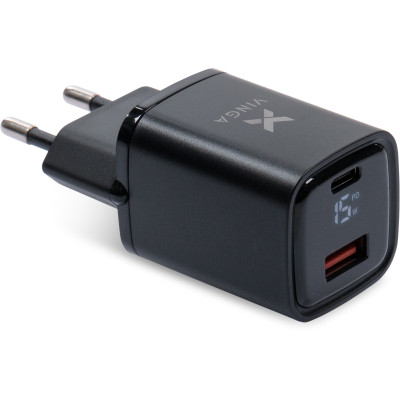 Зарядное устройство Vinga USB-C PD30W + USB-A QC30W Display 33W Max (VCR30ACDB) Винница - изображение 1