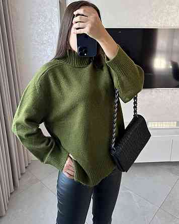 Жіночий светр оверсайз, машинне в'язання Хакі Одеса
