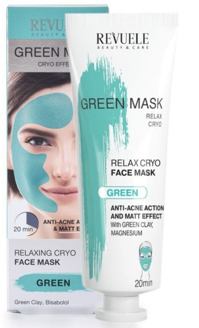 Зеленая маска для лица Крио эффект Revuele 80 мл Киев - изображение 1