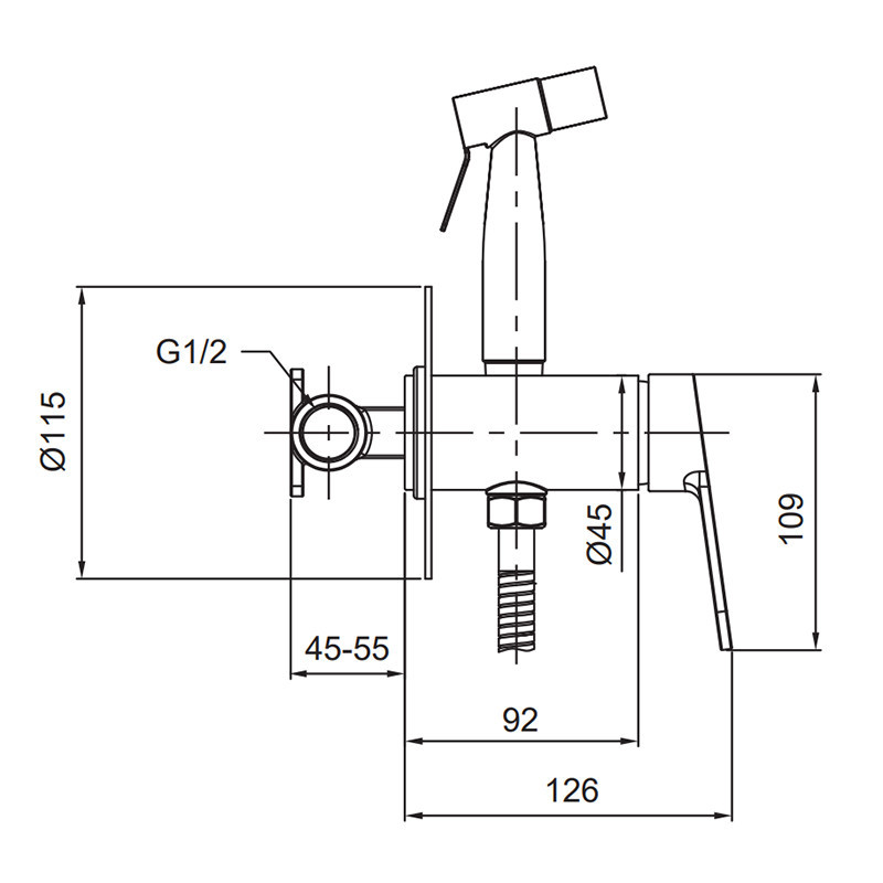 Смеситель для гигиенического душа Koer KI-23016-02 (из нерж. стали) (Цвет нерж) (KR4793) Киев - изображение 2