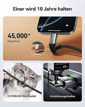 Кабель USB-C INIU 240W 2м×2 Чорний нейлон PD швидкої зарядки 480Mbps для iPhone Samsung MacBook Київ