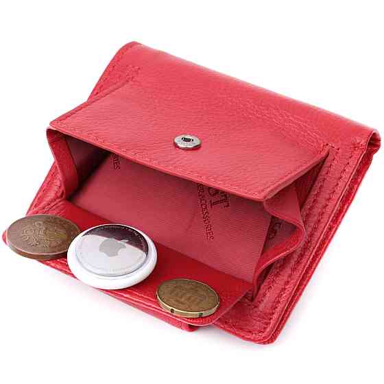 Яскравий гаманець для жінок із кишенею для монет із натуральної шкіри ST Leather 22726 Червоний Київ