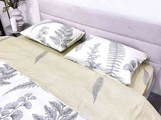 Ecotton Комплект постільної білизни Ecotton двоспальний 180х215 см сатин зелений Листя (рис. 24 Коломия