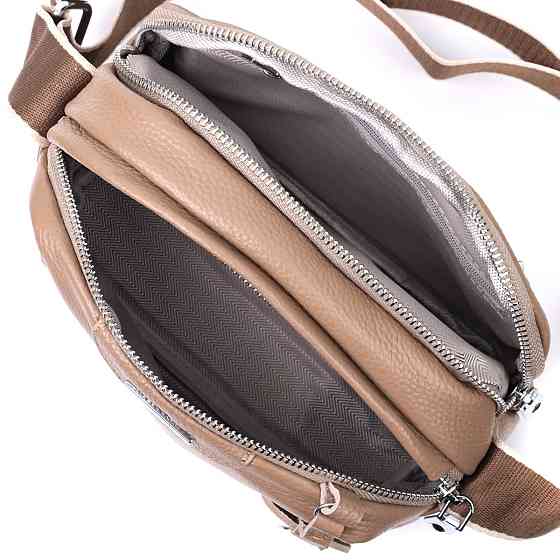 Сумка на кожен день із двома відділеннями з натуральної шкіри Бежевий (Vintage) Київ