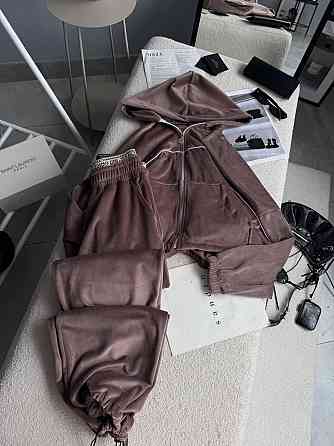 Женский утепленный велюровый костюм двойка на меху Мокко, 42/46 Одесса