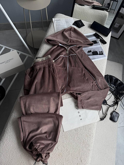Женский утепленный велюровый костюм двойка на меху Мокко, 42/46 Одесса - изображение 1