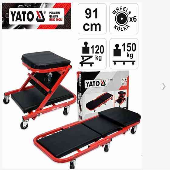 Лежак- стілець 2 в 1 автослюсаря підкатний для ремонту автомобіля на СТО автосервіса, майстерні YATO YT-08802 Чернігів