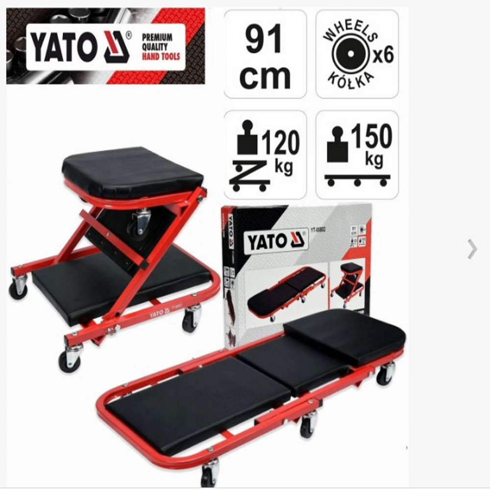 Лежак - стул автослесаря подкатной для ремонта автомобиля на СТО автосервиса, мастерской YATO YT-08802 Чернигов - изображение 2