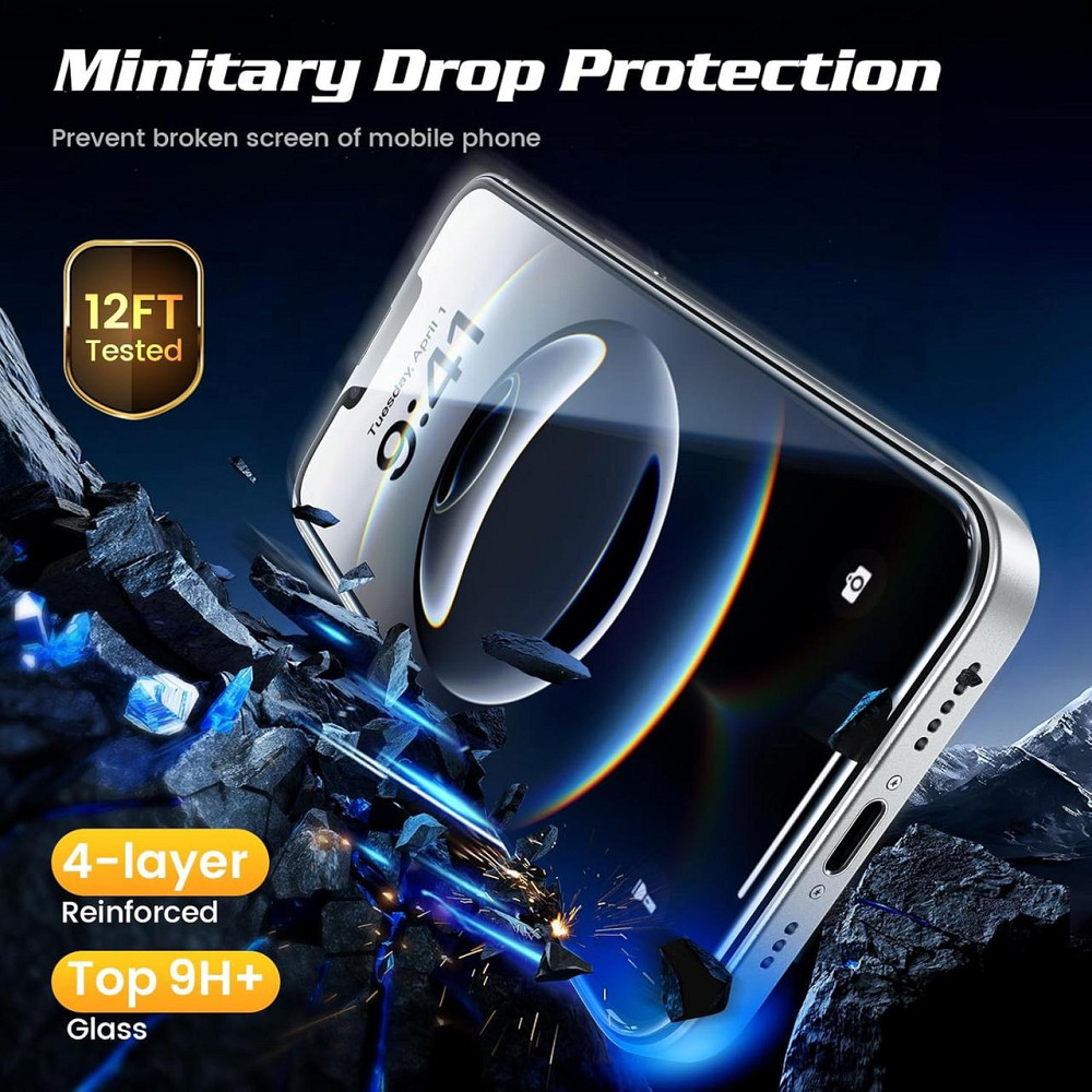 Захисне скло для iPhone 16e/14/13 (6.1") 3 шт 9H+ загартоване Full Screen HD протиударне олеофобне антиподряпин з рамкою для Київ - фото 6