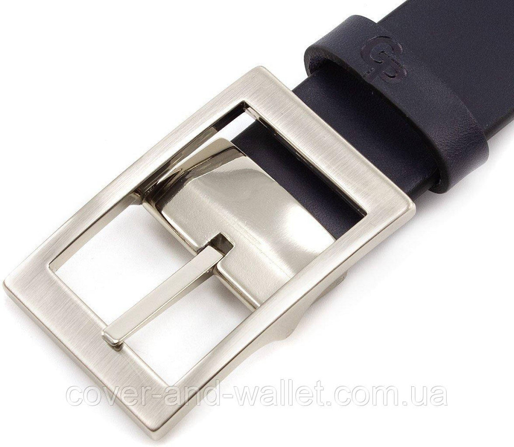 Стильный кожаный ремень для делового мужчины черного цвета 35мм Grande Pelle Киев - изображение 2