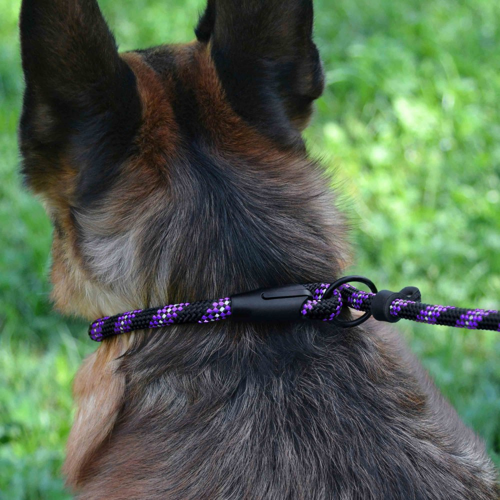 Поводок удавка для собак 183 см из Альпинистского Шнура круглый светоотражающий Active Черно-Фиолетовый M Одесса - изображение 9