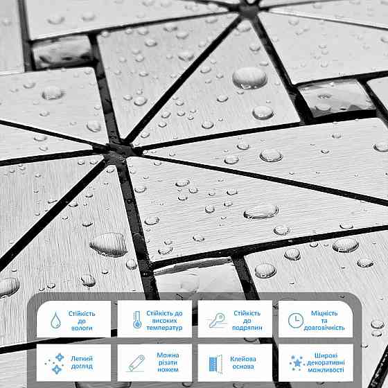 Самоклеющаяся алюминиевая плитка 300х300х3мм Серебро со стразами SW-00001325 Днепр