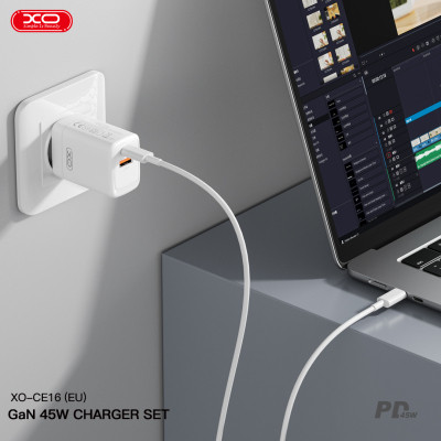 Зарядное устройство XO CE16 67.5W USB-C PD45W + USB-A QC 22.5W White (CE16_White) Винница - изображение 3
