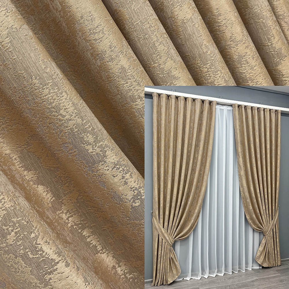 Комплект готових штор VR-Textil Жакард Sultan YL № 1205ш Медово-золотистий 100х270 см 2 шт (31-499) Київ - фото 9