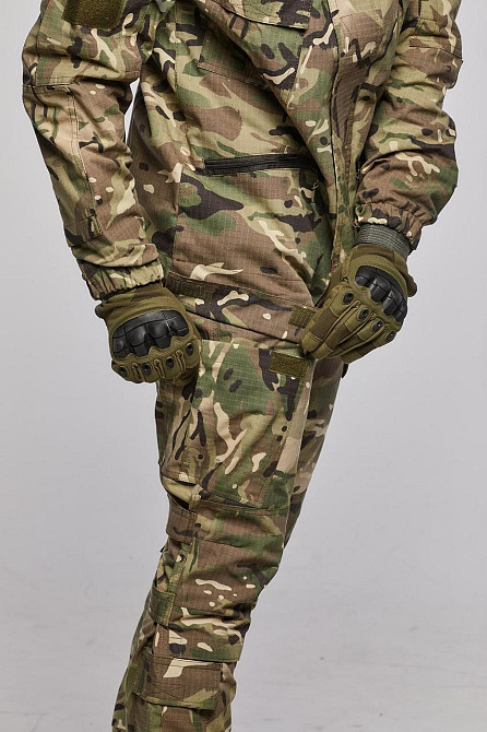Військові чоловічі літні штани мультикам з тканини ріп стоп , польові штани з затяжками під колінами Львів - фото 5