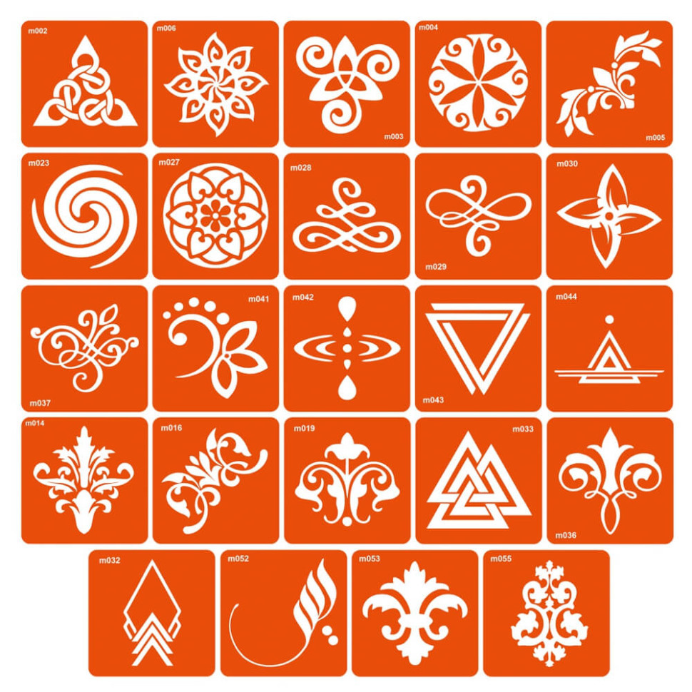 Набор трафаретов для био-тату «M - узоры» m-simple_24_1 Винница - изображение 1