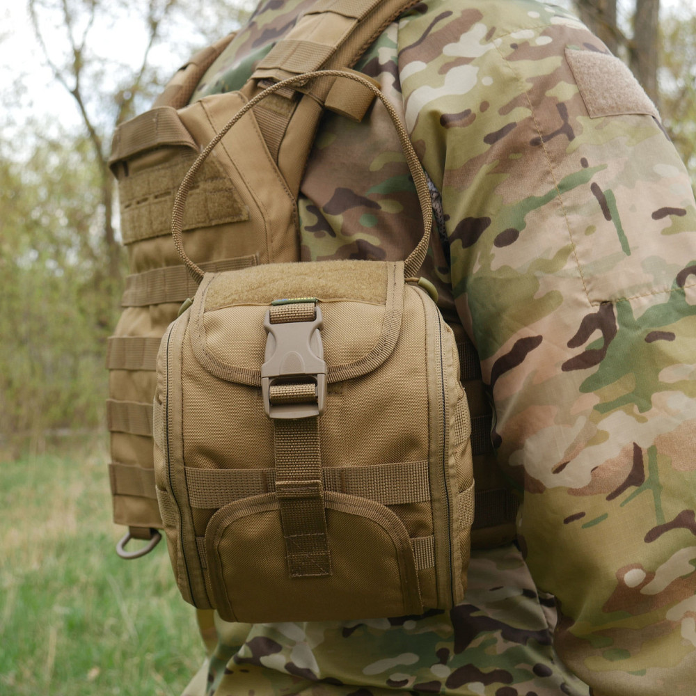 Подсумок-аптечка (быстрый сброс) Kiborg GU Cordura Coyote. Отрывной аптечный подсумок на пояс Киев - изображение 8