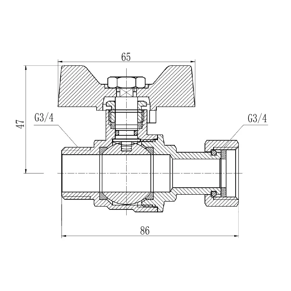 Кран кульовий із накидною гайкою Thermo Alliance Forte 3/4" ВЗ для води прямий SF261W20 Київ - фото 11