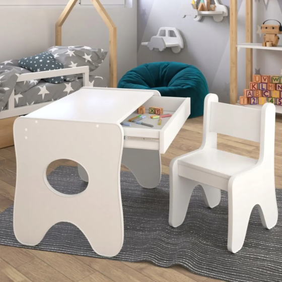 Набір дитячих меблів столик із шухлядою та стільчик 70х45х51см (Білий) Вінниця