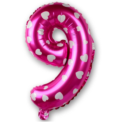 Шарик цифра 9 фольгированная с сердечками 32 дюйма розовый Киев - изображение 1
