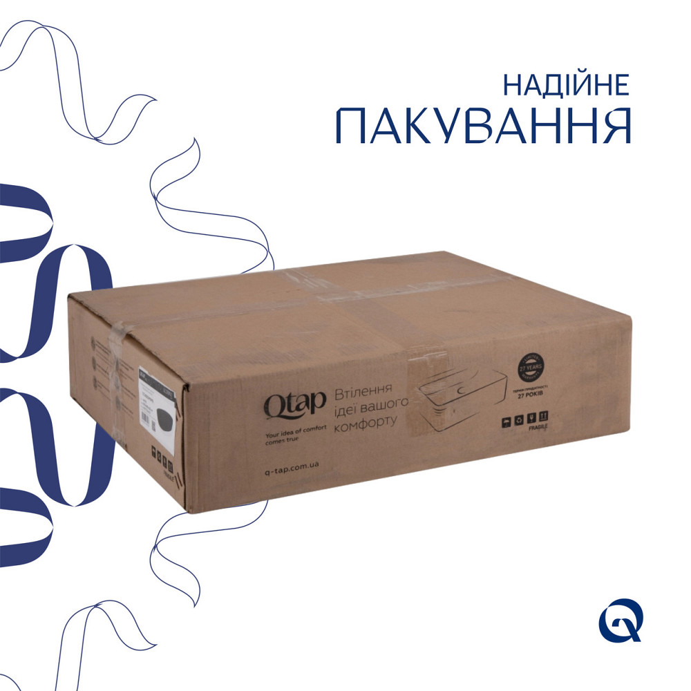 Комплект Qtap Scorpio: Раковина накладная овальная 500x380x120 мм Matt Black + Донный клапан PU03 Киев - изображение 11