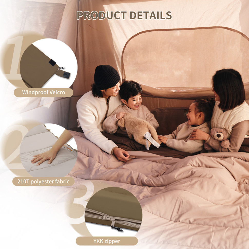 Спальний мішок двомісний Naturehike CNK2300019, коричневий Рівне - фото 4