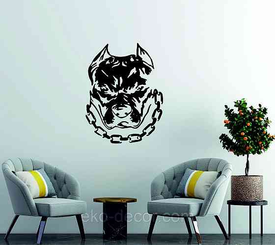 Декоративное настенное Панно «Питбуль», Декор на стену 90*69 см, Черный Киев