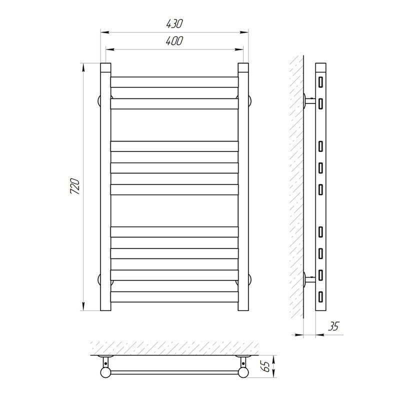Водяна сушарка для рушників Laris Кватро П9 400х700 Київ - фото 6