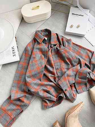 Женская повседневная оверсайз рубашка в клетку костюмный тиар Одесса