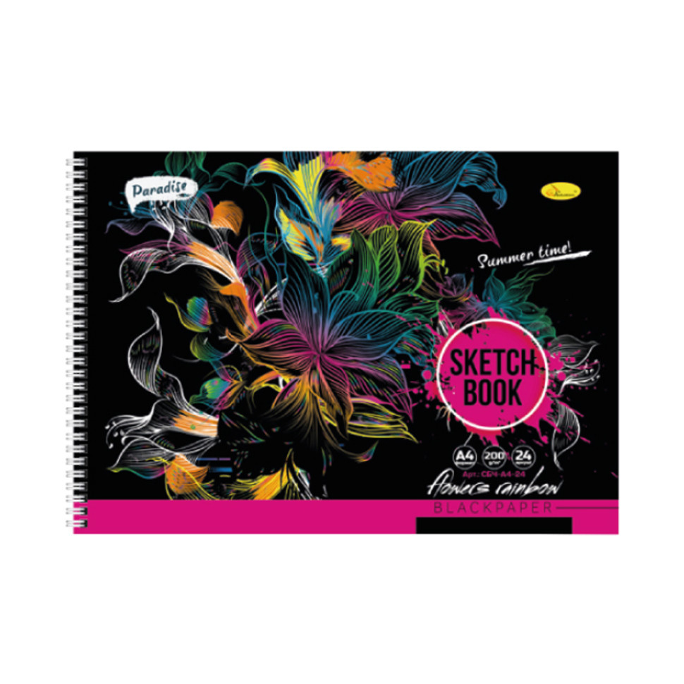 Скетчбук BLACK СБЧ-А4-24 А4, 24 листа Flowers rainbow Винница - изображение 1