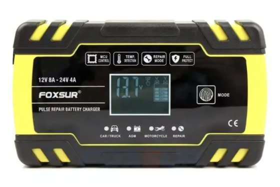Зарядное устройство для автомобильного аккумулятора Foxsur 12V-8A/24V-4A 12V-8A Винница