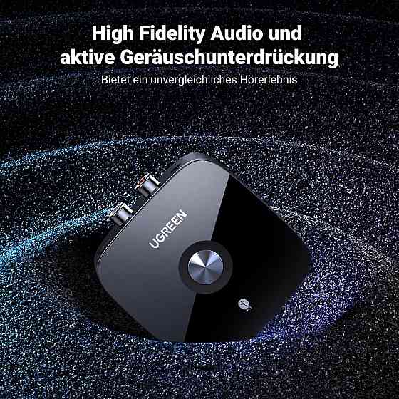 Аудіоадаптер Bluetooth UGREEN BTA-202 чорний Bluetooth 5.1 aptX HD Low Latency ресивер RCA/3.5 мм Dual Pairing для колонок стерео Київ