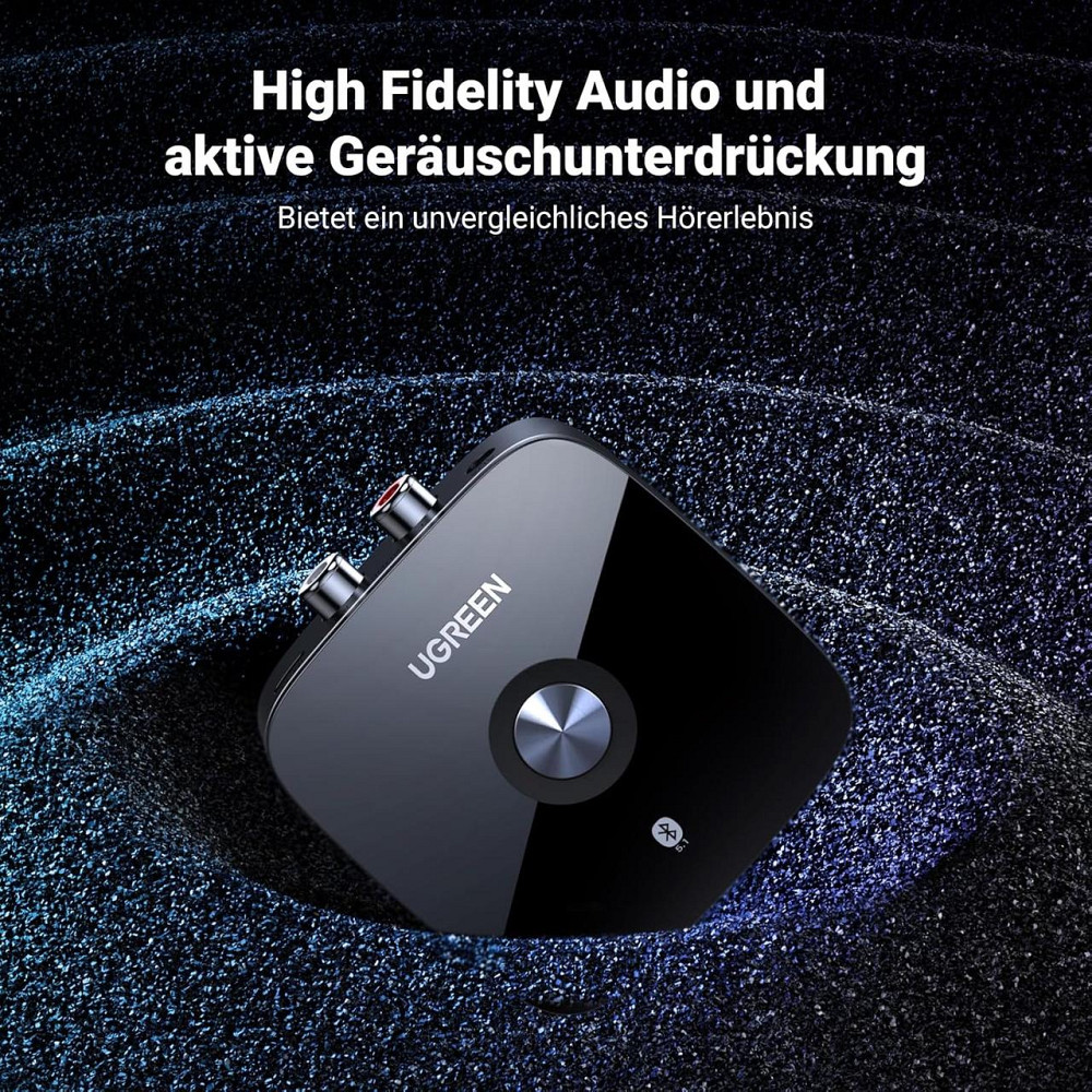 Аудіоадаптер Bluetooth UGREEN BTA-202 чорний Bluetooth 5.1 aptX HD Low Latency ресивер RCA/3.5 мм Dual Pairing для колонок стерео Київ - фото 5