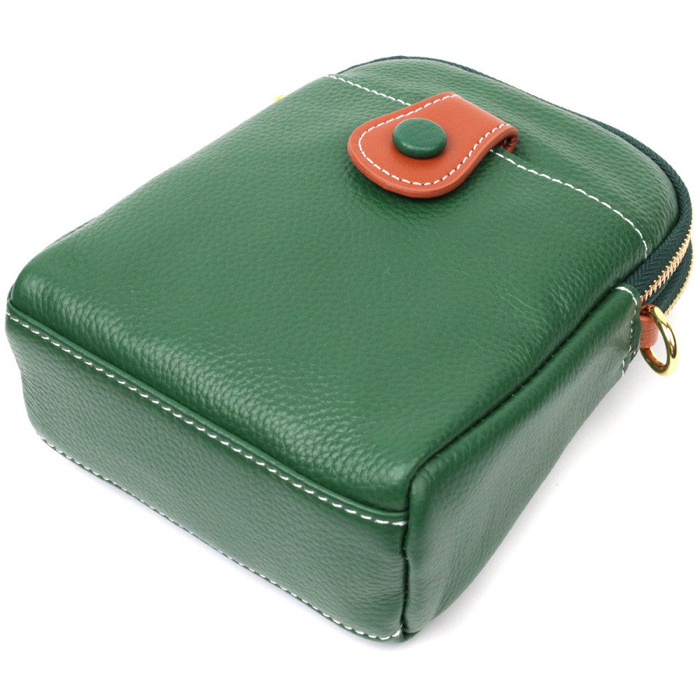 Невелика сумка трапеція для жінок з натуральної шкіри Vintage 22268 Зелена Київ - фото 3