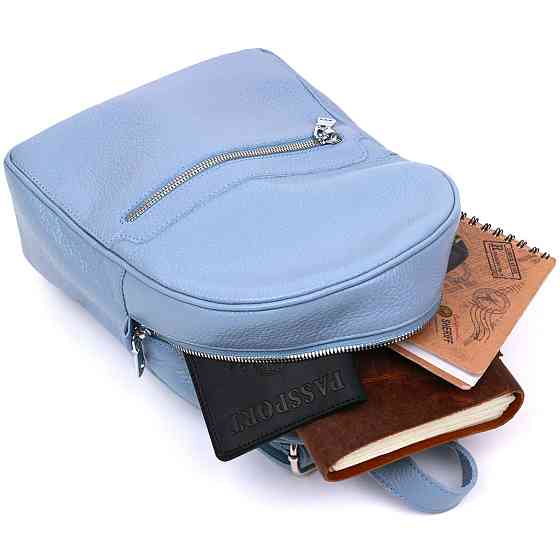 Шкіряний жіночий рюкзак із натуральної шкіри Блакитний (SHVIGEL) Київ