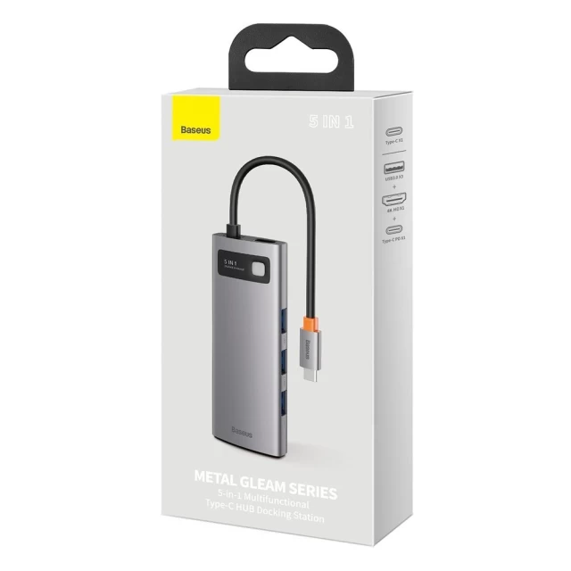 USB-хаб Baseus Metal Gleam Series 5-in-1 Multifunctional （Type-C to HDMI*1+USB3.0*3+PD*1) Київ - фото 8