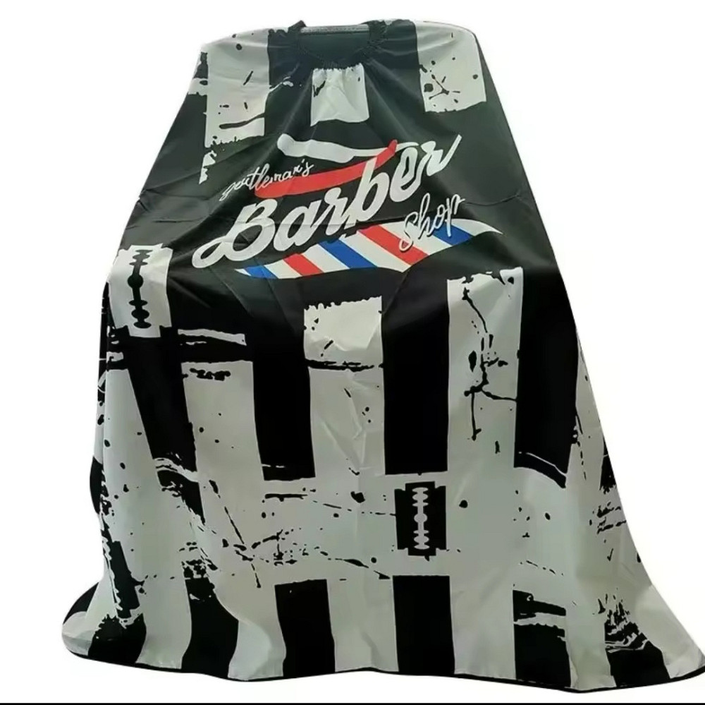 Парикмахерская накидка Barber для стрижки и покраски 140 на 50 см чёрный c белым Киев - изображение 2