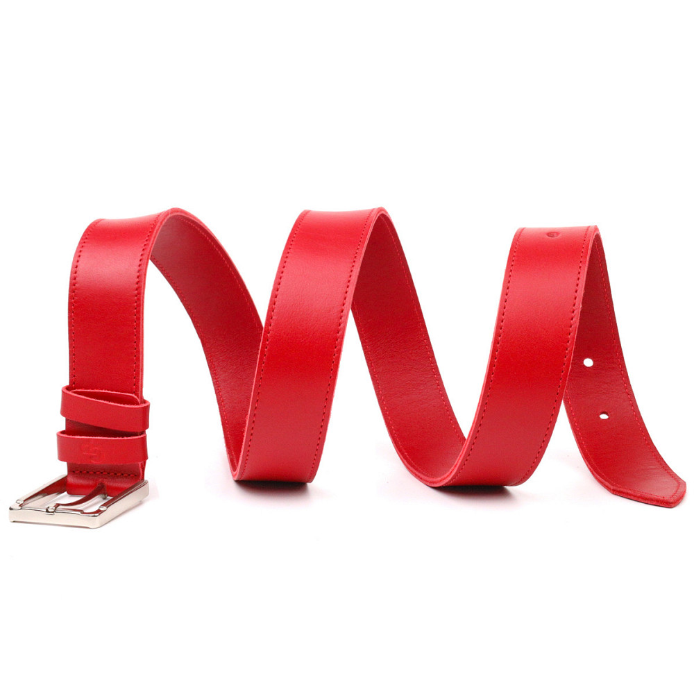 Добротний жіночий ремінь під джинси з натуральної шкіри Grande Pelle 21455 Червоний Київ - фото 4