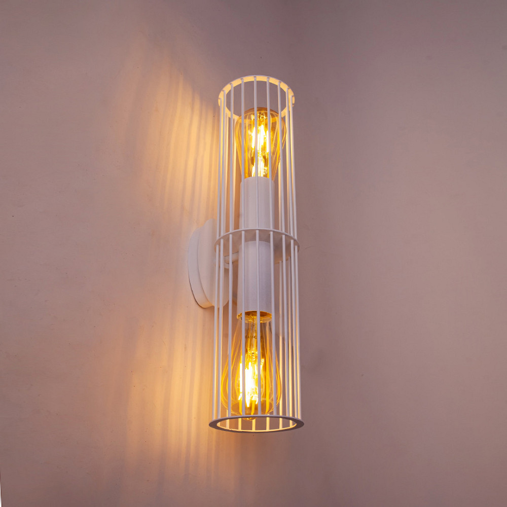 Бра під дві лампи Е27 MSK Electric Malta настінний світильник у стилі лофт NL 1040 WH Київ - фото 2