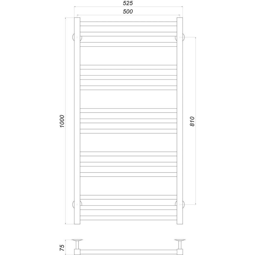 Сушарка для рушників UNIO MS W 1000-500-15 BLK Модена вода чорна Київ - фото 4