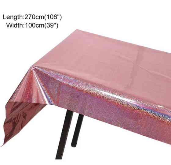 Скатерть клеенка из фольги с голограммой 270 на 100 см розовое золото Киев