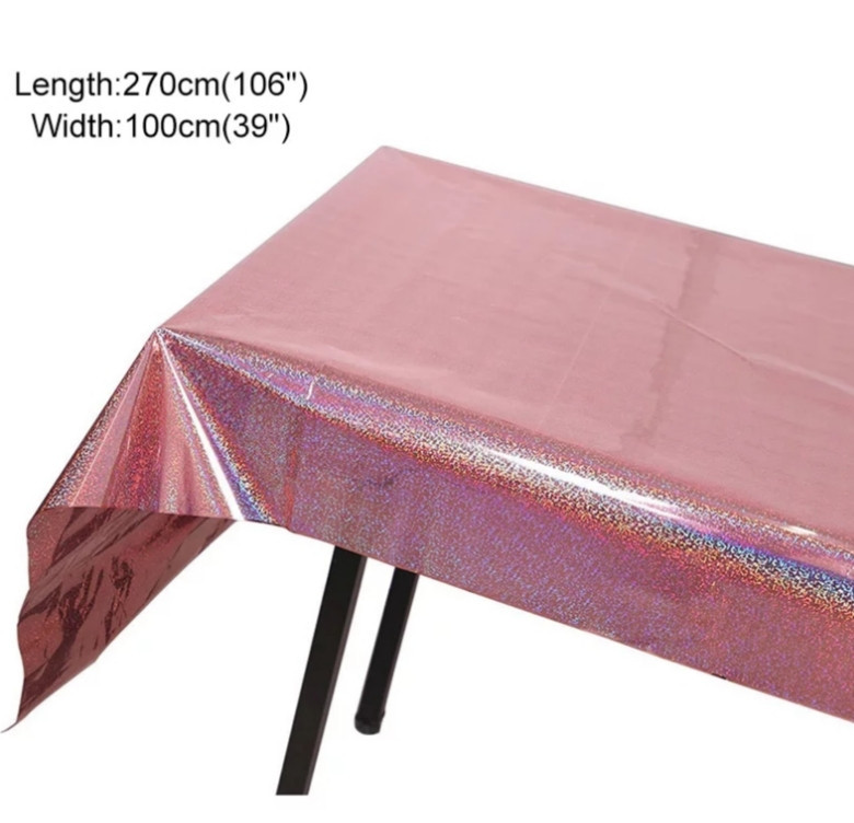 Скатерть клеенка из фольги с голограммой 270 на 100 см розовое золото Киев - изображение 3
